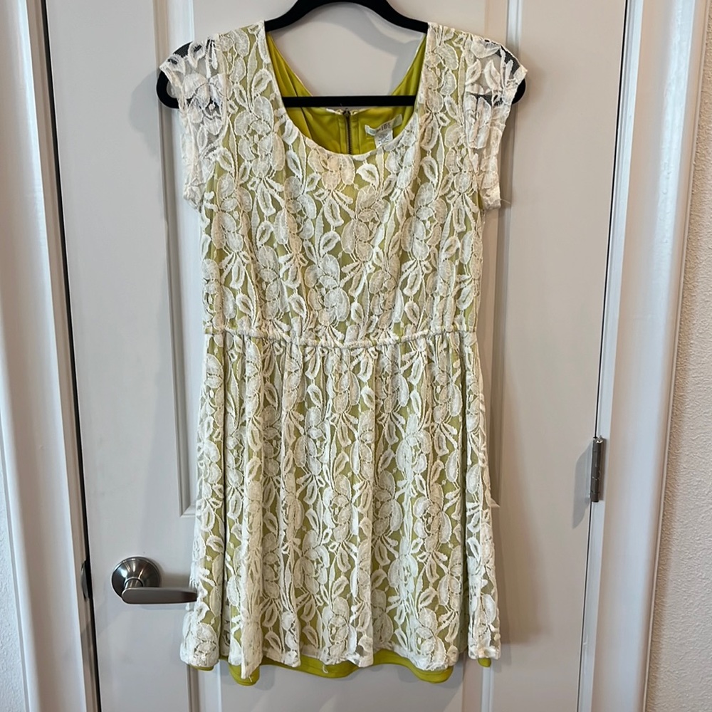 Bright Green with Lace overlay Dress